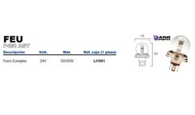 ADR 84010510 - LAMPARA F.EUROPEO 24V 50/55W P45T